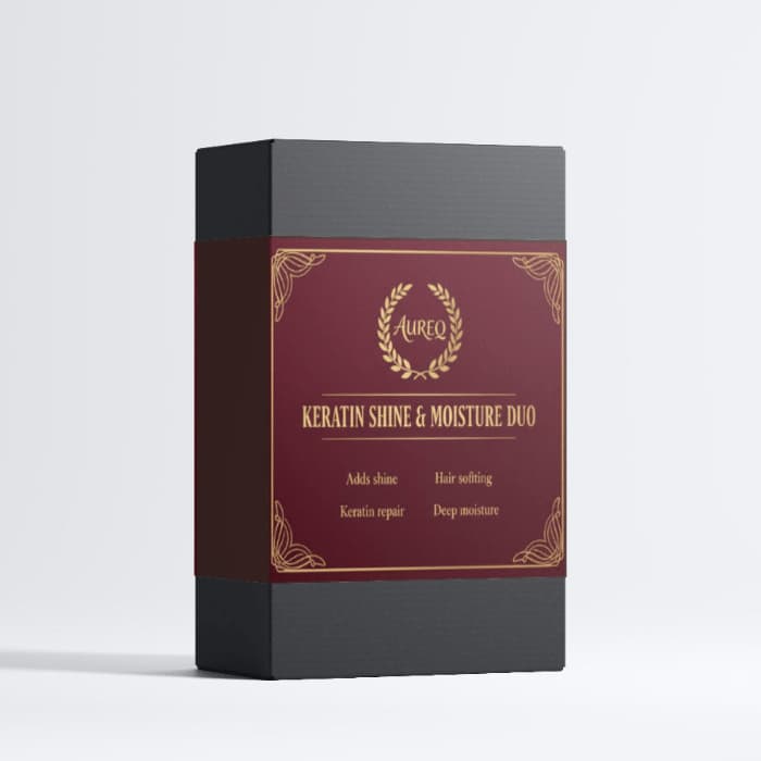 hair repair AUREQ Keratin Shine & Moisture Duo gift box for dry dull hair, adds shine, deep moisture, smoothing care set